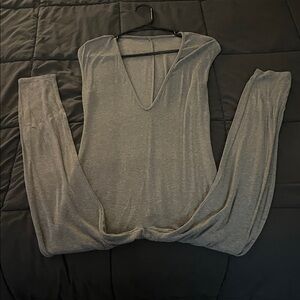 Gray V-Neck Jumpsuit